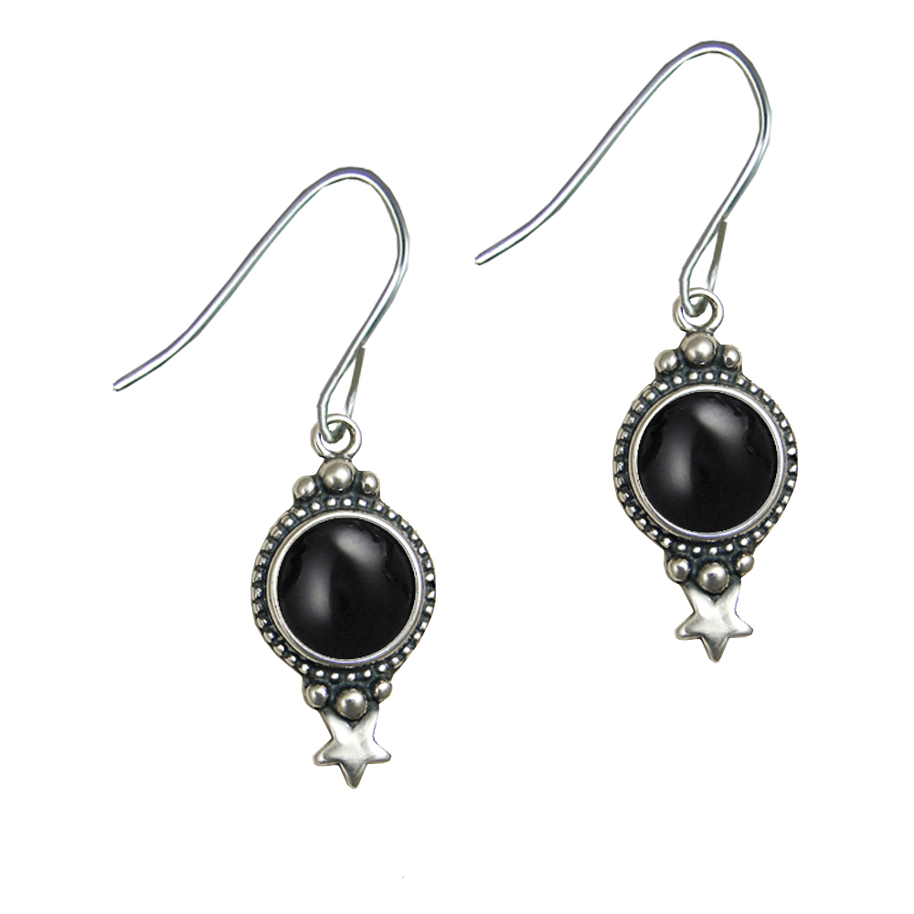 Sterling Silver Drop Dangle Earrings Black Onyx